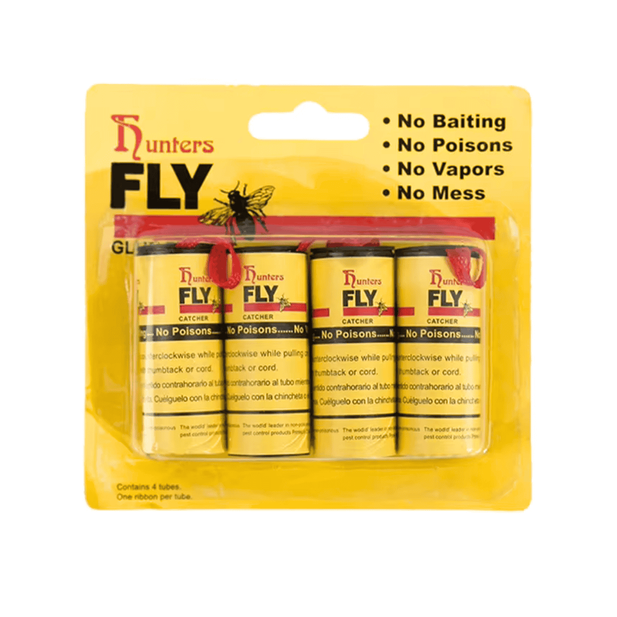 Packaging of Hunters Fly Glue Traps with yellow background