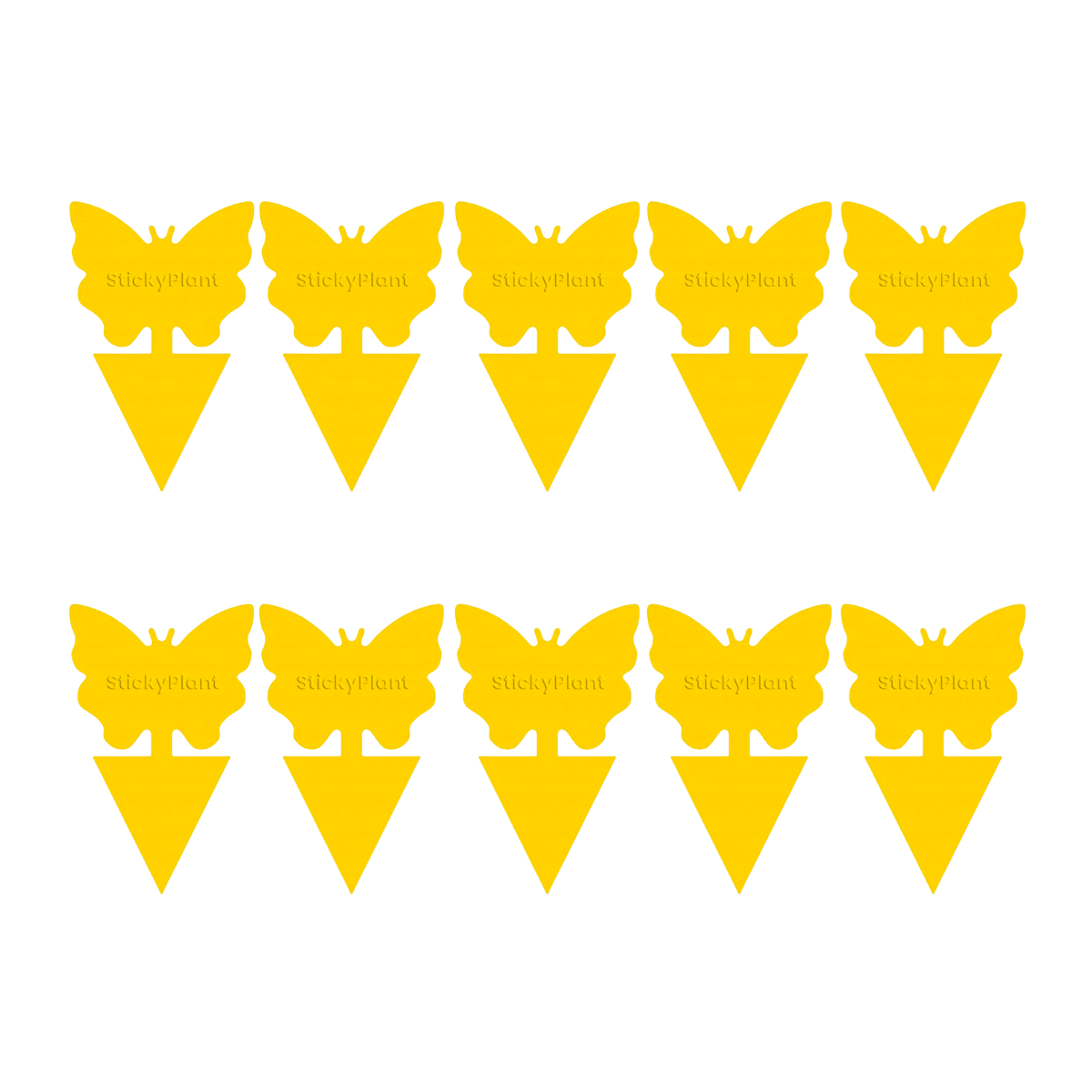 Yellow butterfly-shaped Gnat Sticky Traps for Plants with a white background