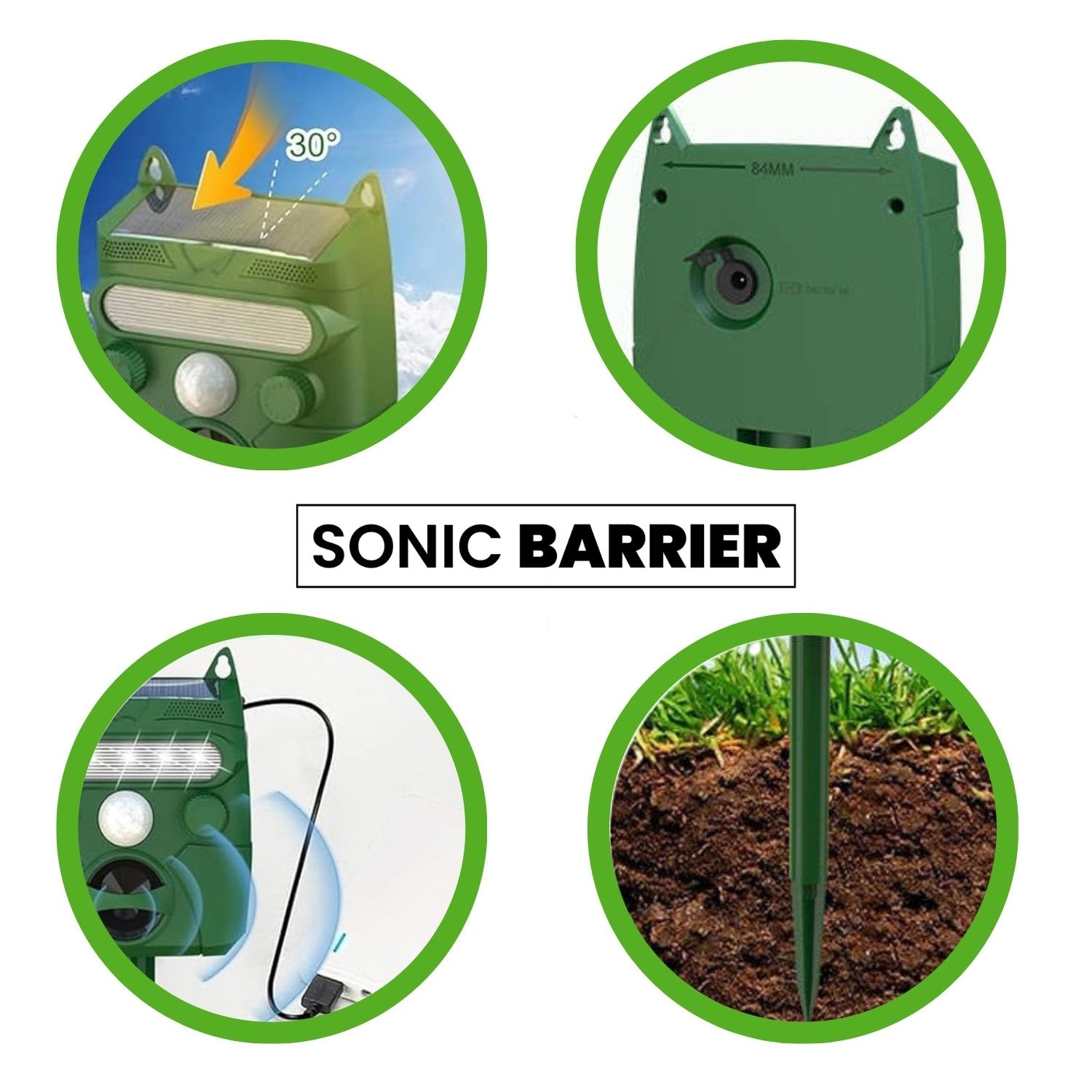 Sonic barrier Foxout repeller with close-up details on a white background